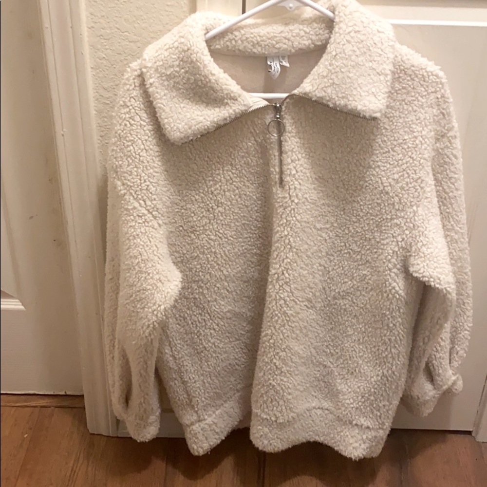 Faux Shearling Zip Pullover - image 2